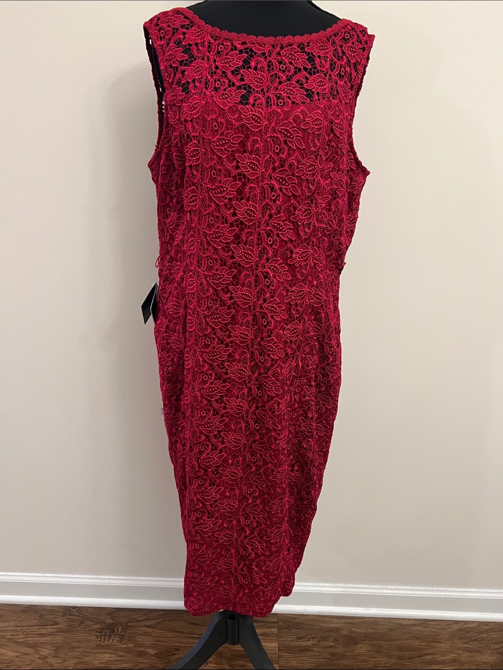 White House Black Market Red Lace Midi Dress